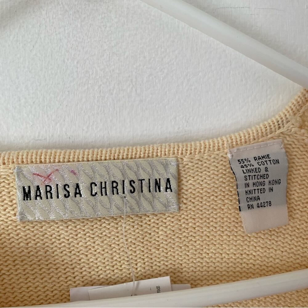 Vintage NWTs Marisa Christina Yellow Equestrian Patch Academia Cardigan Sweater - Picture 6 of 7